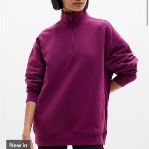 Athleta Forever Fleece 1/4 Zip Plum Sweatshirt